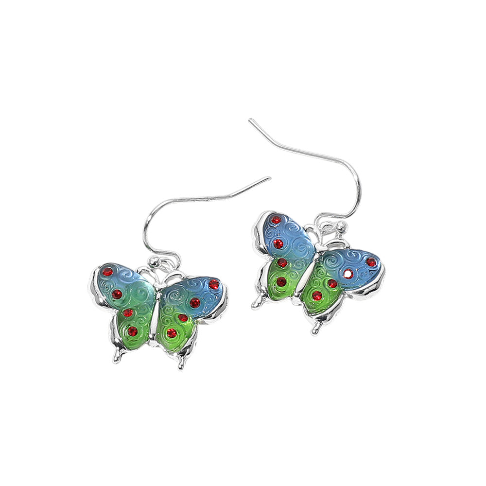 iLLASPARKZ Stone Pointed Ombre Butterfly Dangle Earrings
