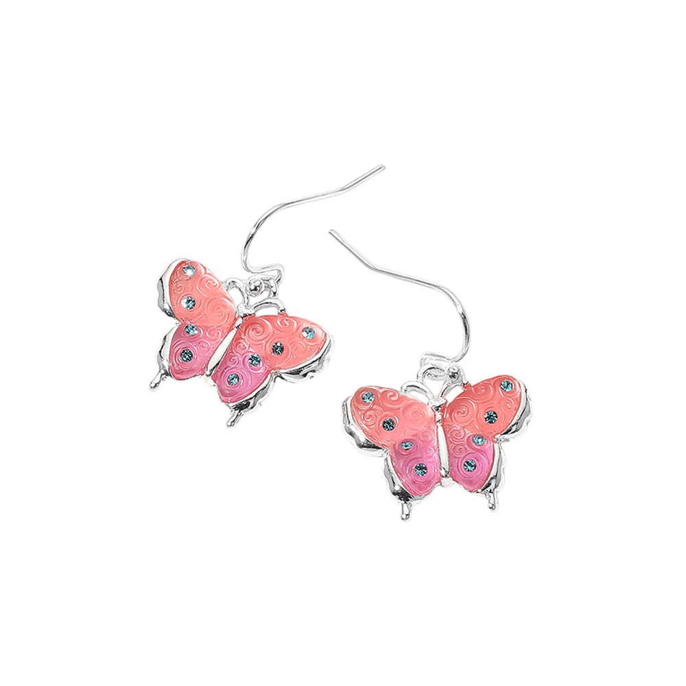 iLLASPARKZ Stone Pointed Ombre Butterfly Dangle Earrings