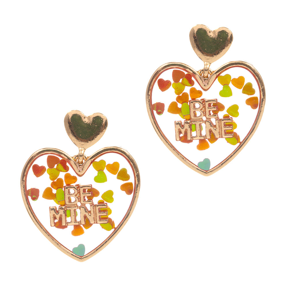 iLLASPARKZ BE MINE Message Glittered Enamel Heart Dangle Earrings