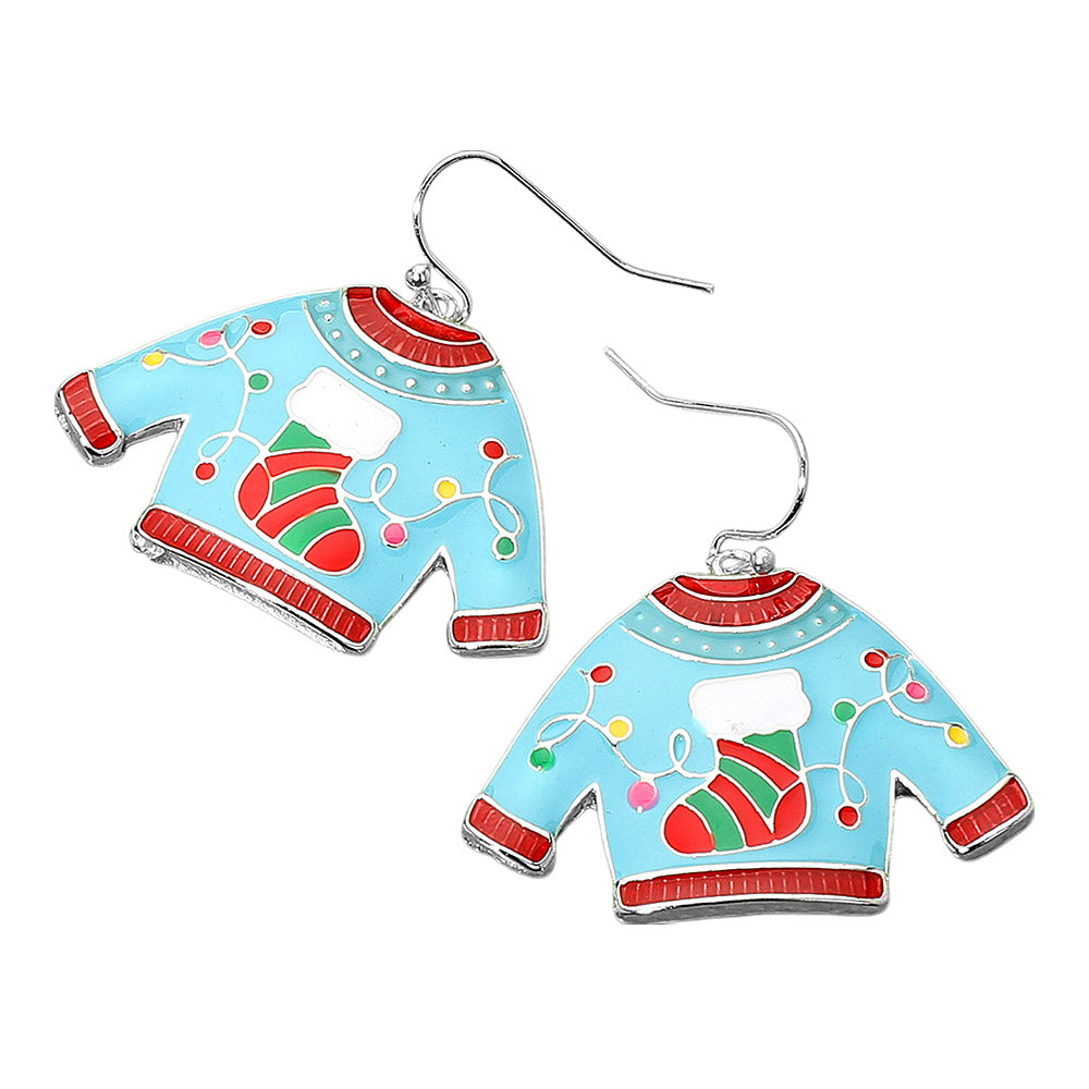 iLLASPARKZ Enamel Christmas Sweater Dangle Earrings