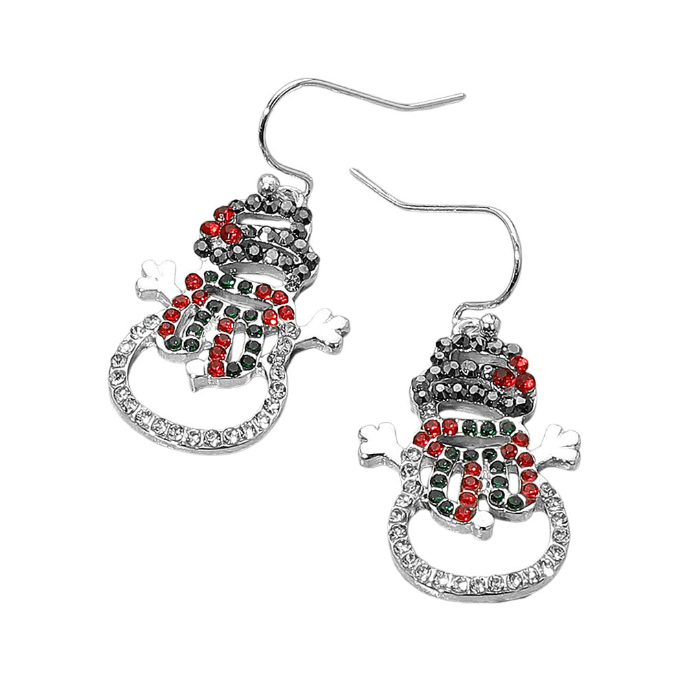 iLLASPARKZ Rhinestone Snowman Dangle Earrings