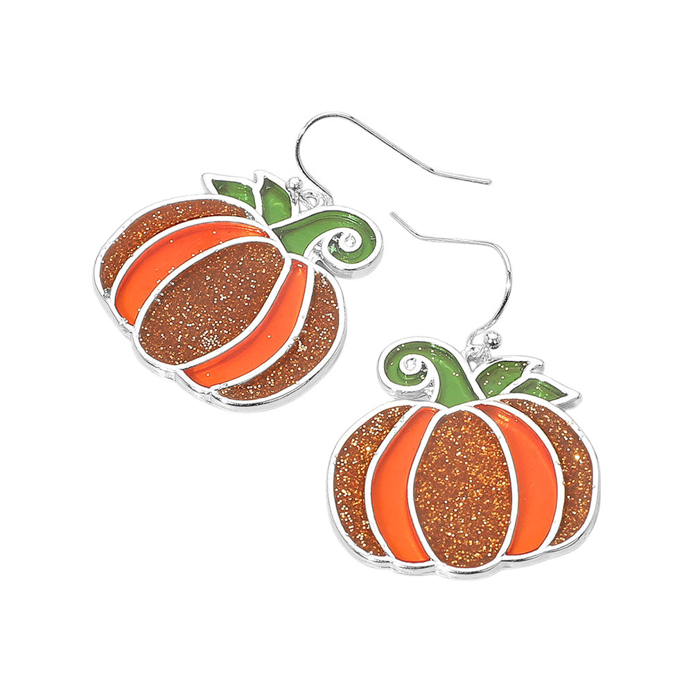 iLLASPARKZ Glittered Enamel Pumpkin Dangle Earrings