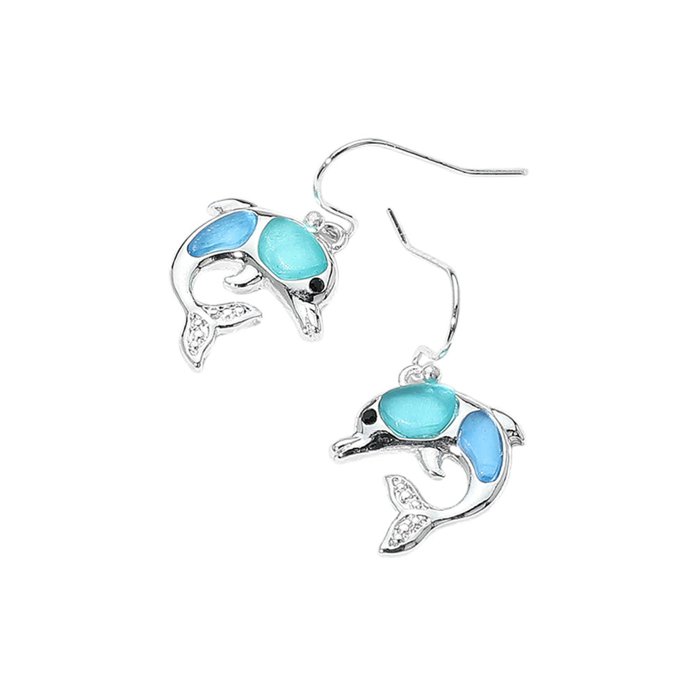 iLLASPARKZ Sea Glass Dolphin Dangle Earrings