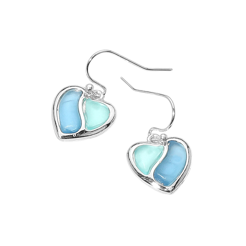 iLLASPARKZ Sea Glass Heart Dangle Earrings