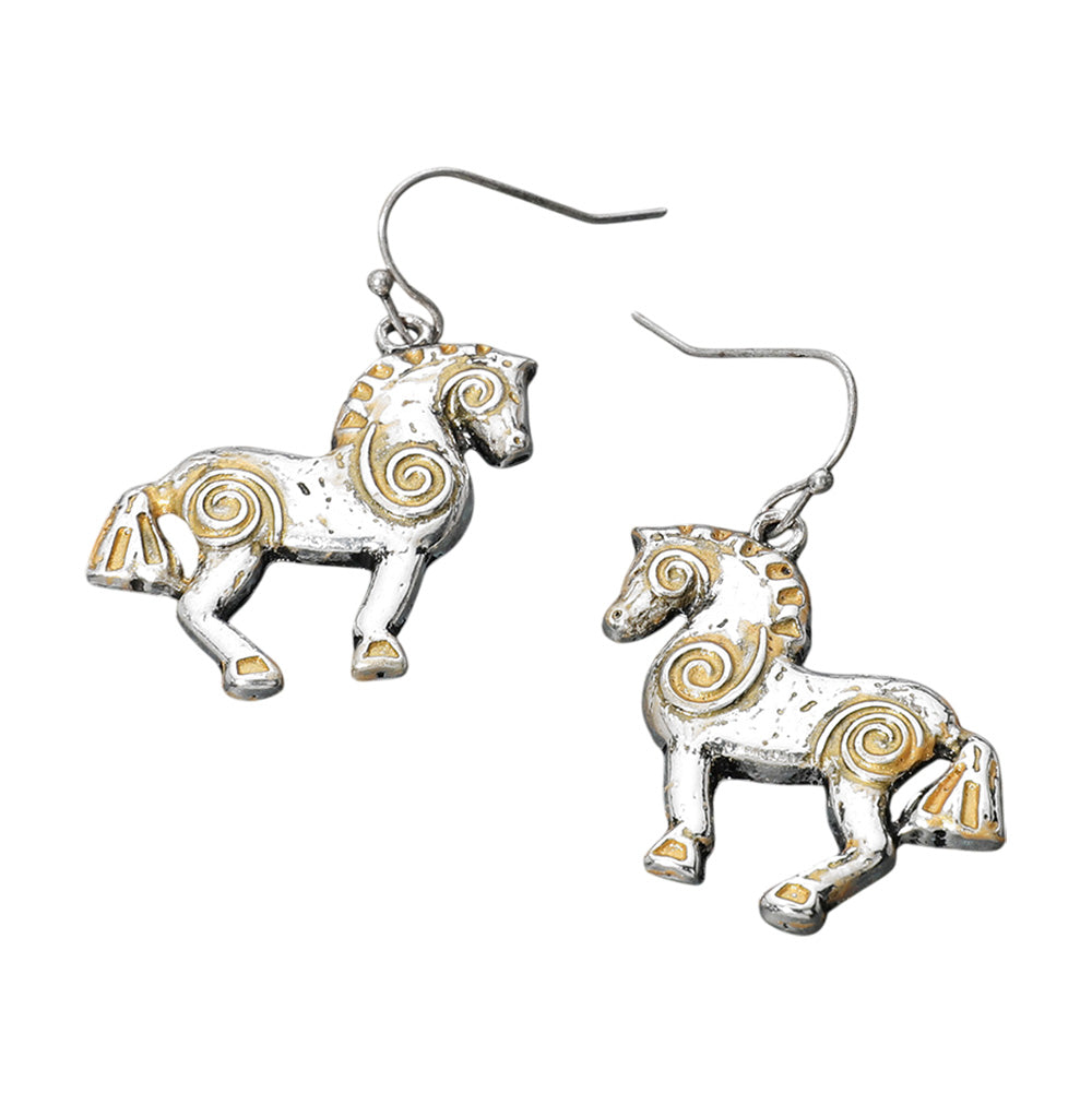 iLLASPARKZ Colored Burnished Metal Western Horse Dangle Earrings
