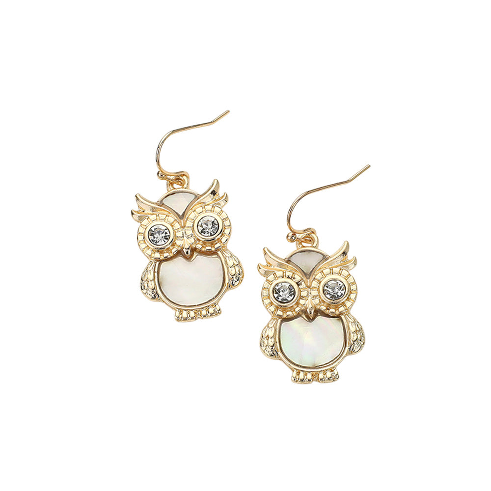 iLLASPARKZ Mother Of Pearl Owl Dangle Earrings