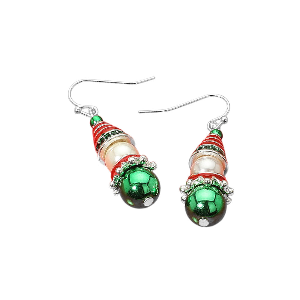 iLLASPARKZ Pearl Accent Holiday Christmas Cone Ornament Dangle Earrings