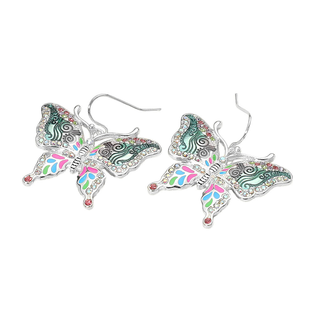 iLLASPARKZ Antique Metal Enamel Butterfly Dangle Earrings