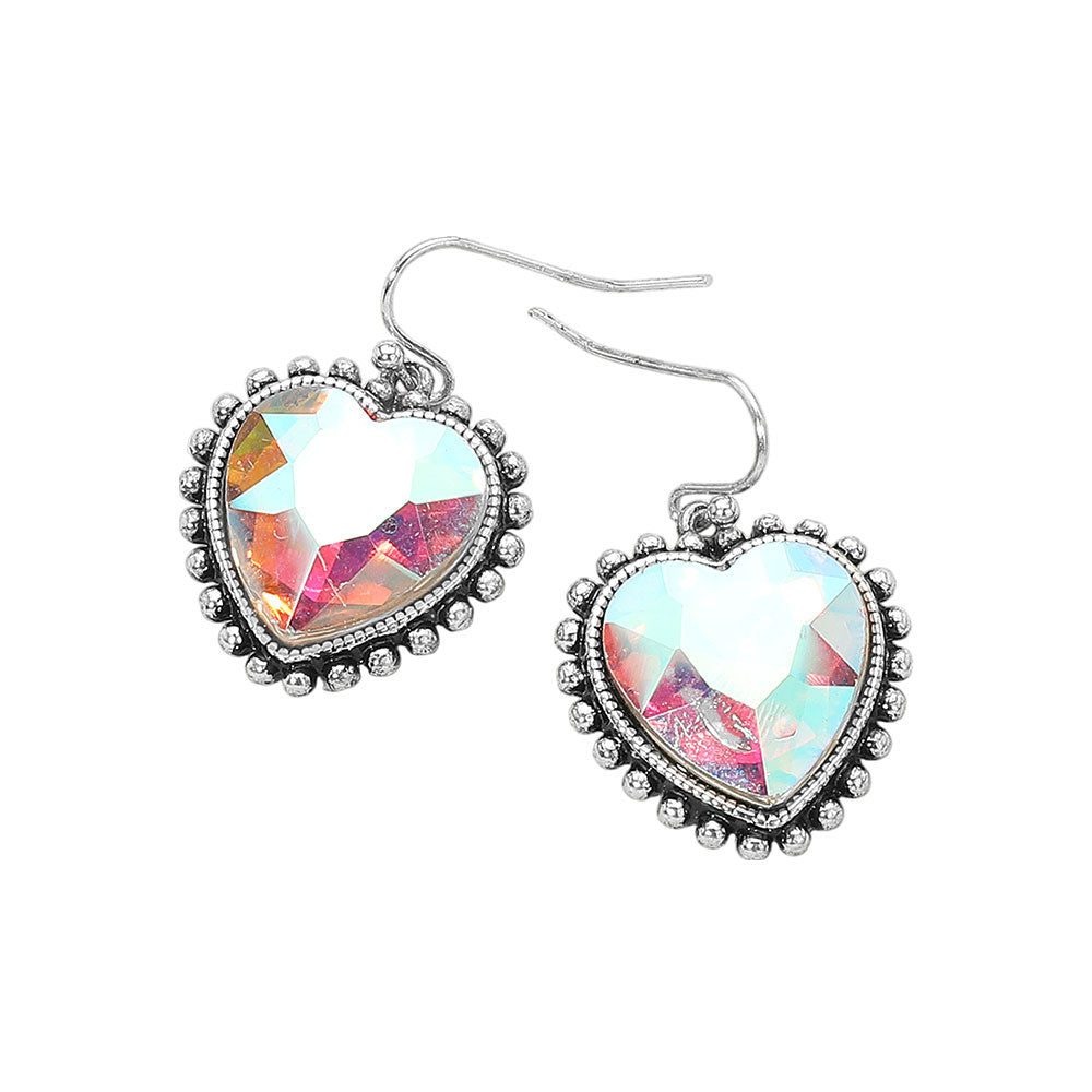 iLLASPARKZ Iridescent Faceted Heart Stone Cluster Dangle Earrings