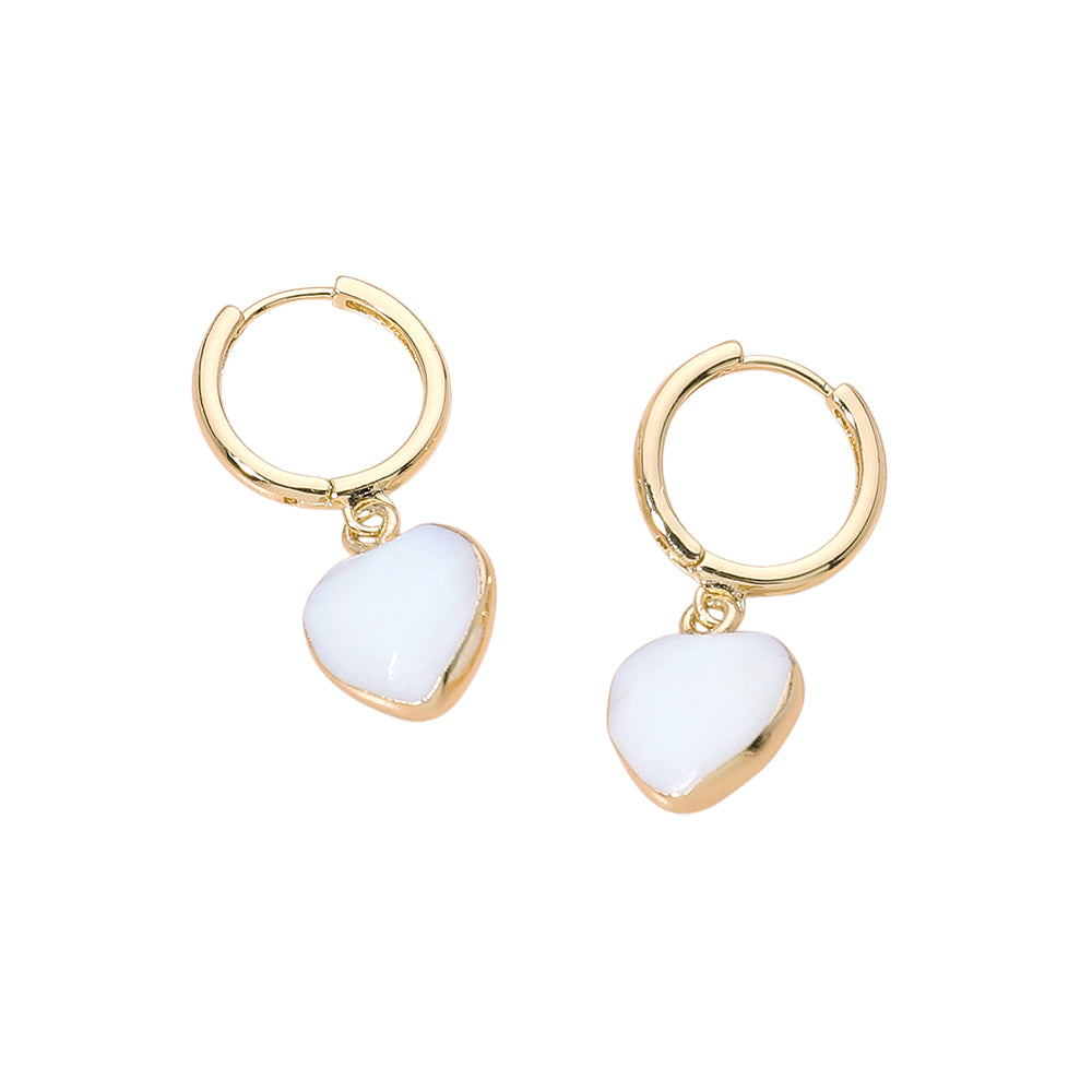 iLLASPARKZ Heart Stone Cluster Dangle Mini Huggie Hoop Earrings