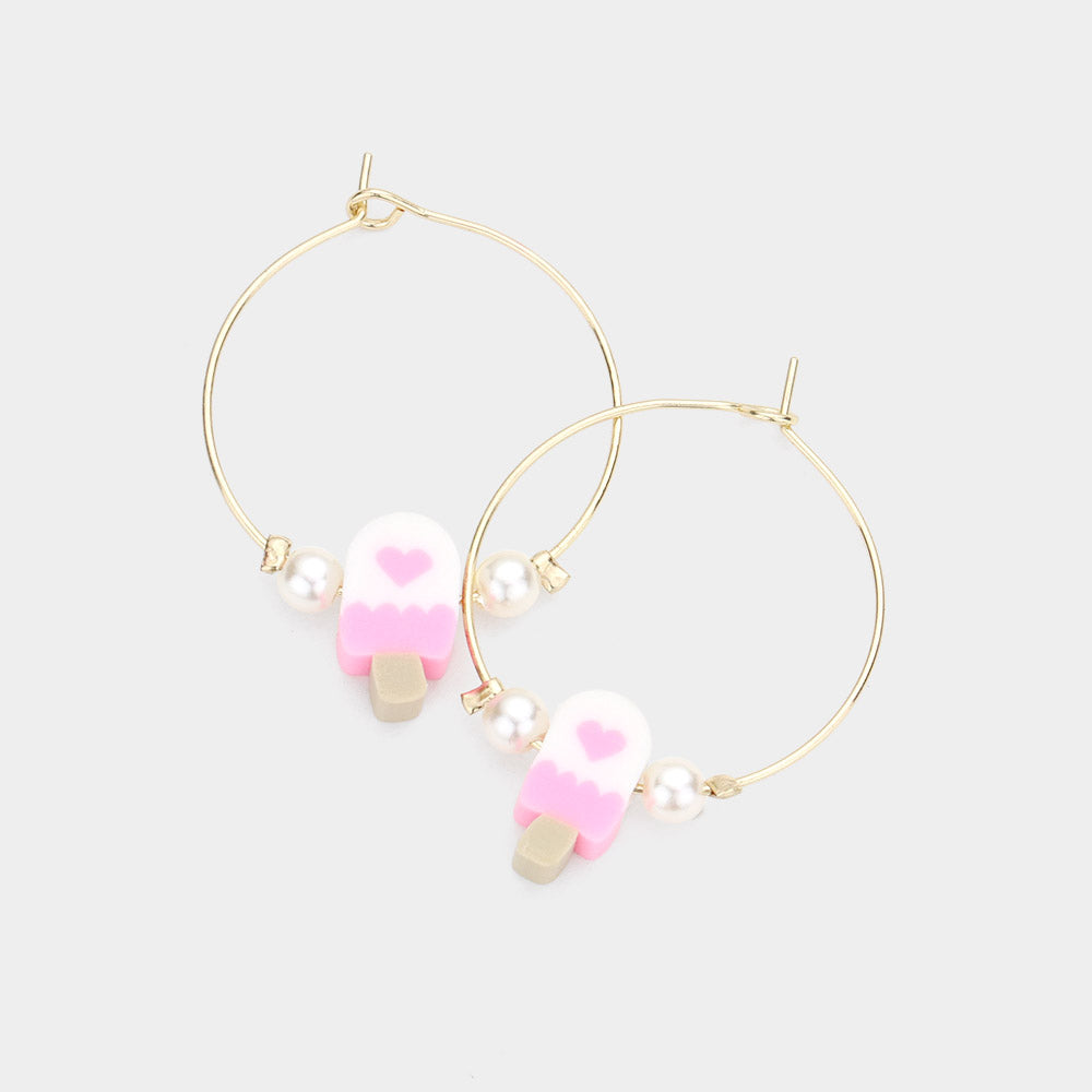 iLLASPARKZ Pearl Popsicle Accented Metal Hoop Earrings