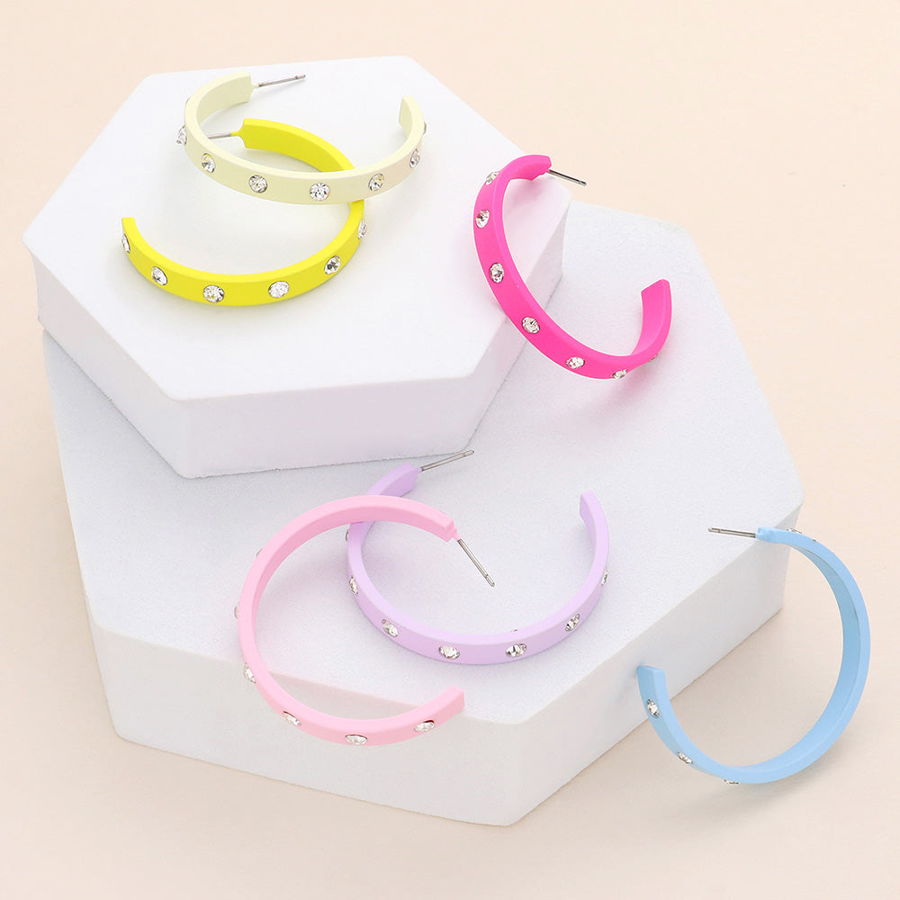 iLLASPARKZ Stone Embellished Hoop Earrings