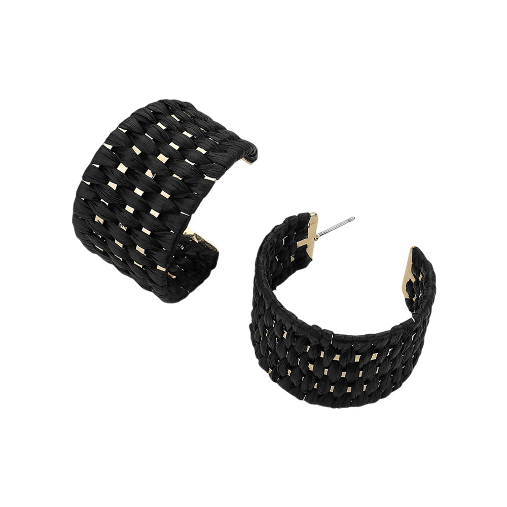iLLASPARKZ Raffia Basket Weave Wide Hoop Earrings