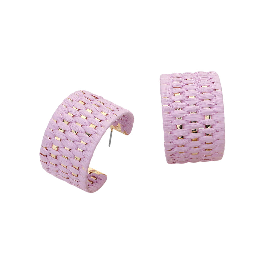 iLLASPARKZ Raffia Basket Weave Wide Hoop Earrings
