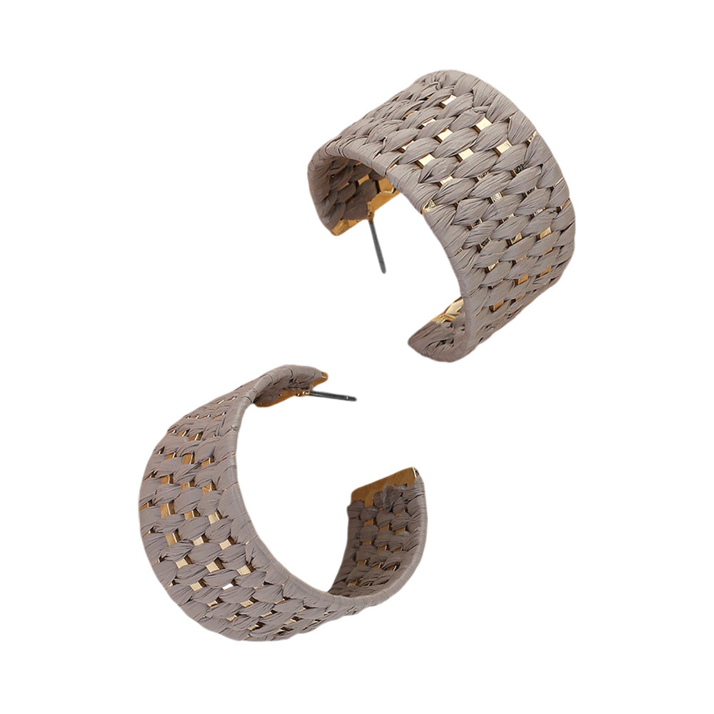 iLLASPARKZ Raffia Basket Weave Wide Hoop Earrings