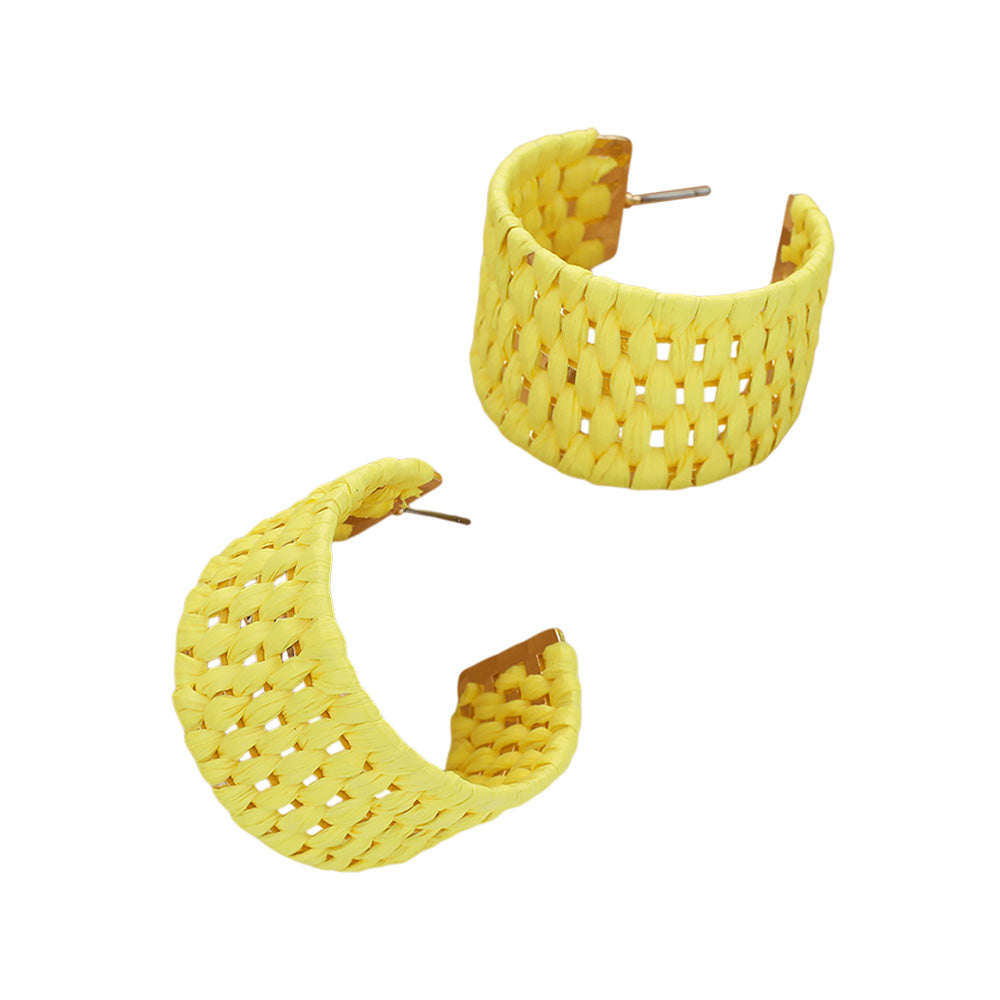 iLLASPARKZ Raffia Basket Weave Wide Hoop Earrings