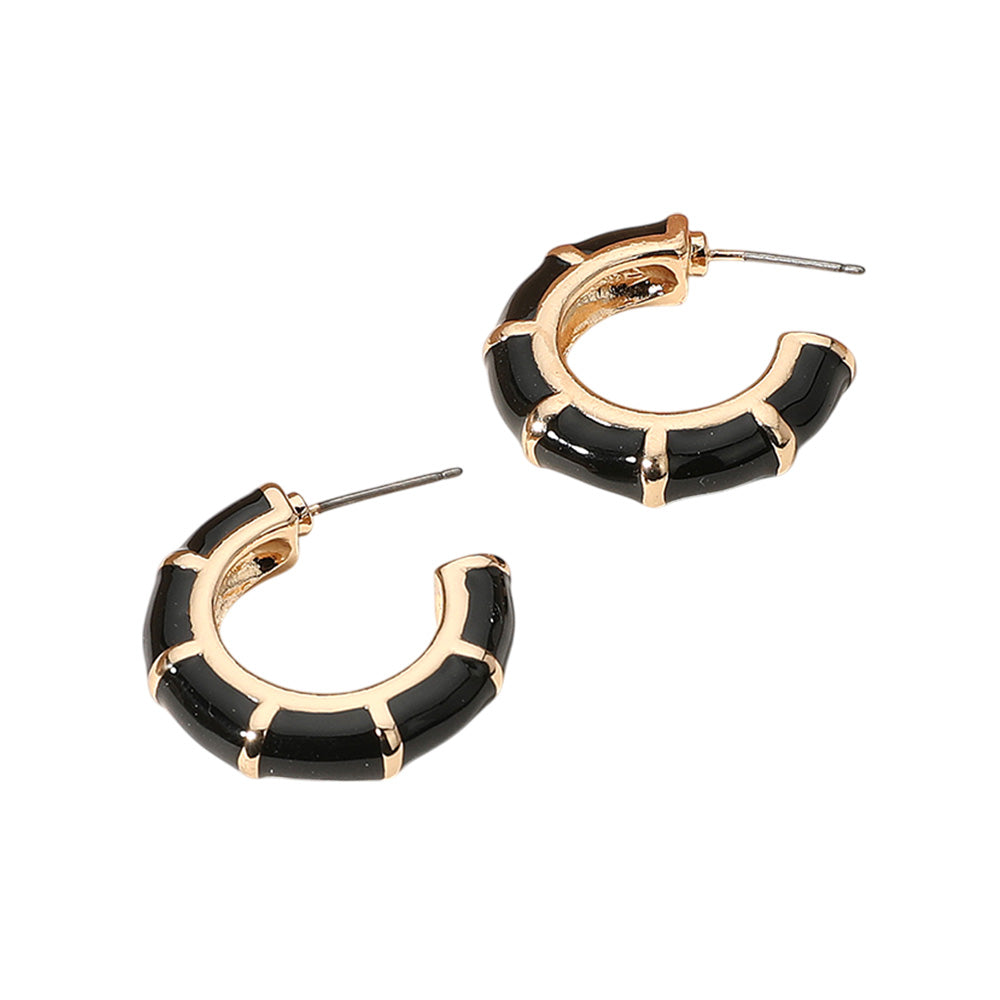 iLLASPARKZ Enamel Bamboo Hoop Earrings