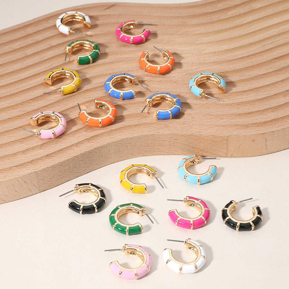 iLLASPARKZ Enamel Bamboo Hoop Earrings
