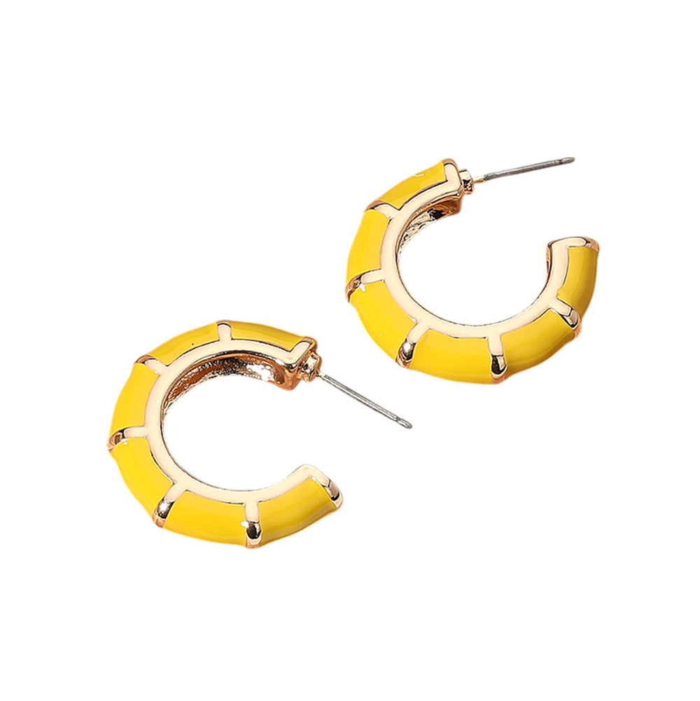iLLASPARKZ Enamel Bamboo Hoop Earrings