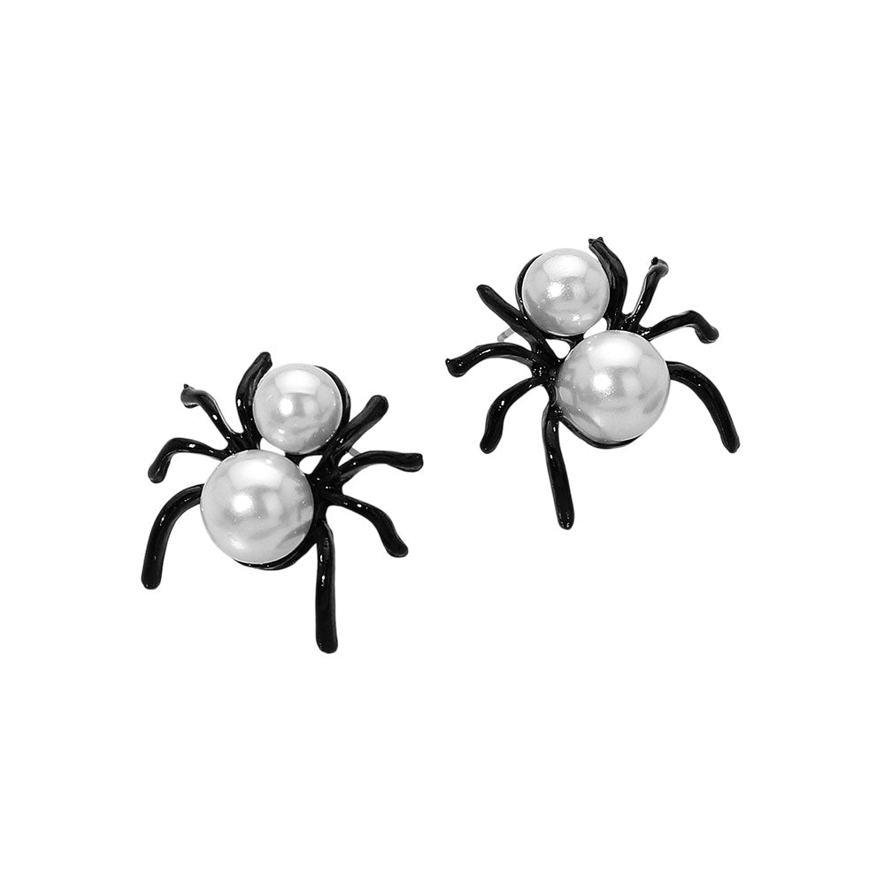 iLLASPARKZ Creepy Cute Halloween Pearl Spider Earrings