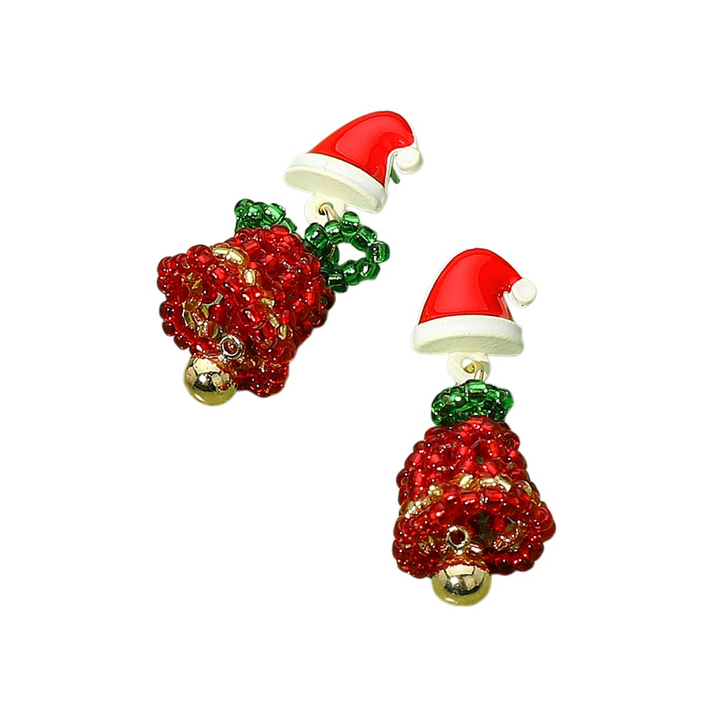 iLLASPARKZ Faceted Beaded Christmas Bell Dangle Earrings