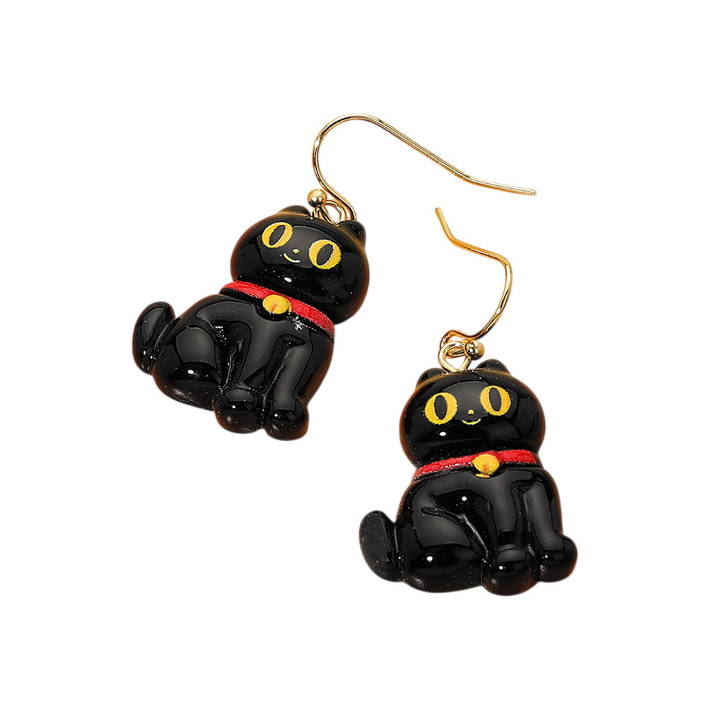 iLLASPARKZ Halloween Cute Kitty Black Cat Dangle Earrings