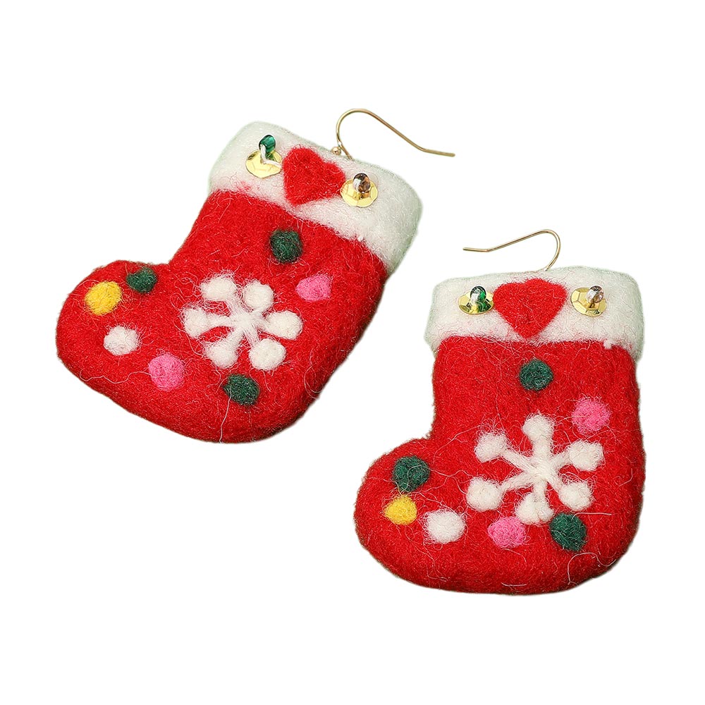 iLLASPARKZ Felt Christmas Socks Dangle Earrings