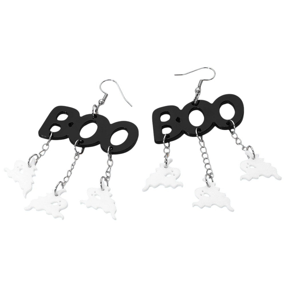 iLLASPARKZ BOO Message Halloween Ghost Drop Earrings