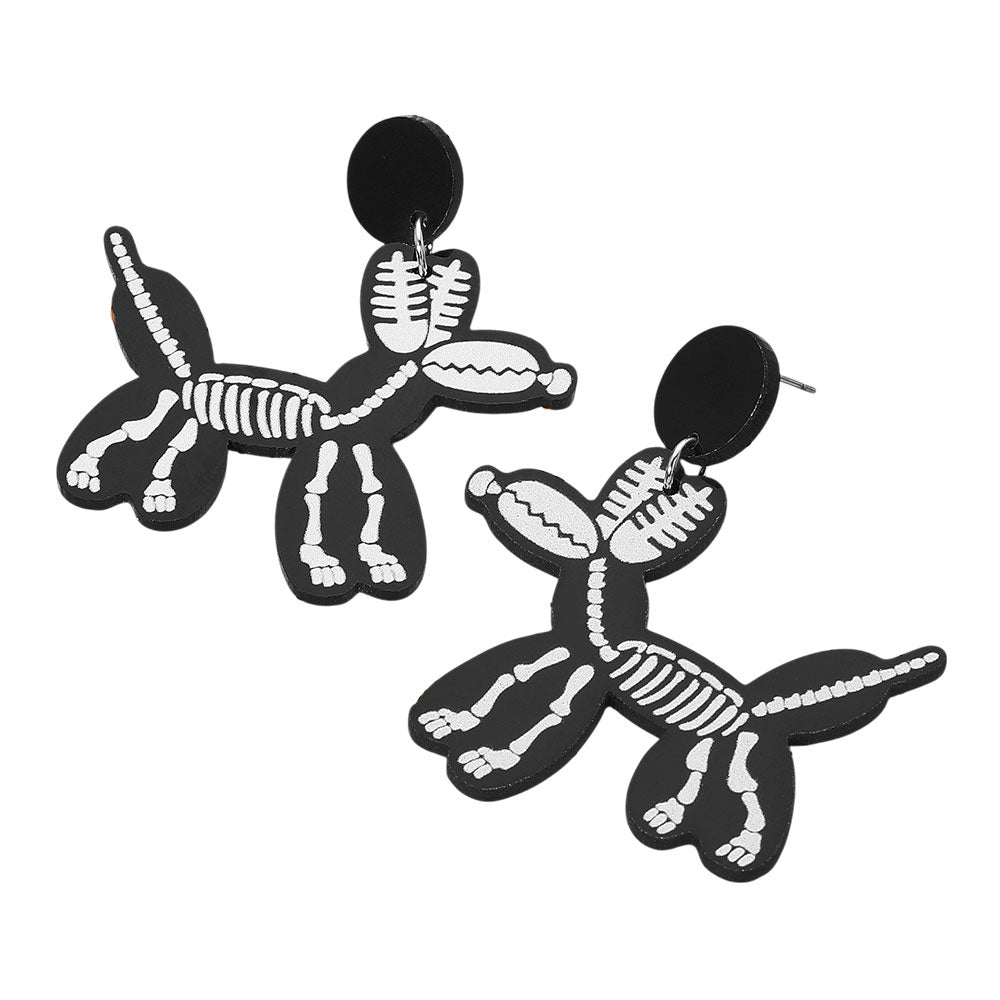 iLLASPARKZ Halloween Skeleton Balloon Dog Dangle Earrings