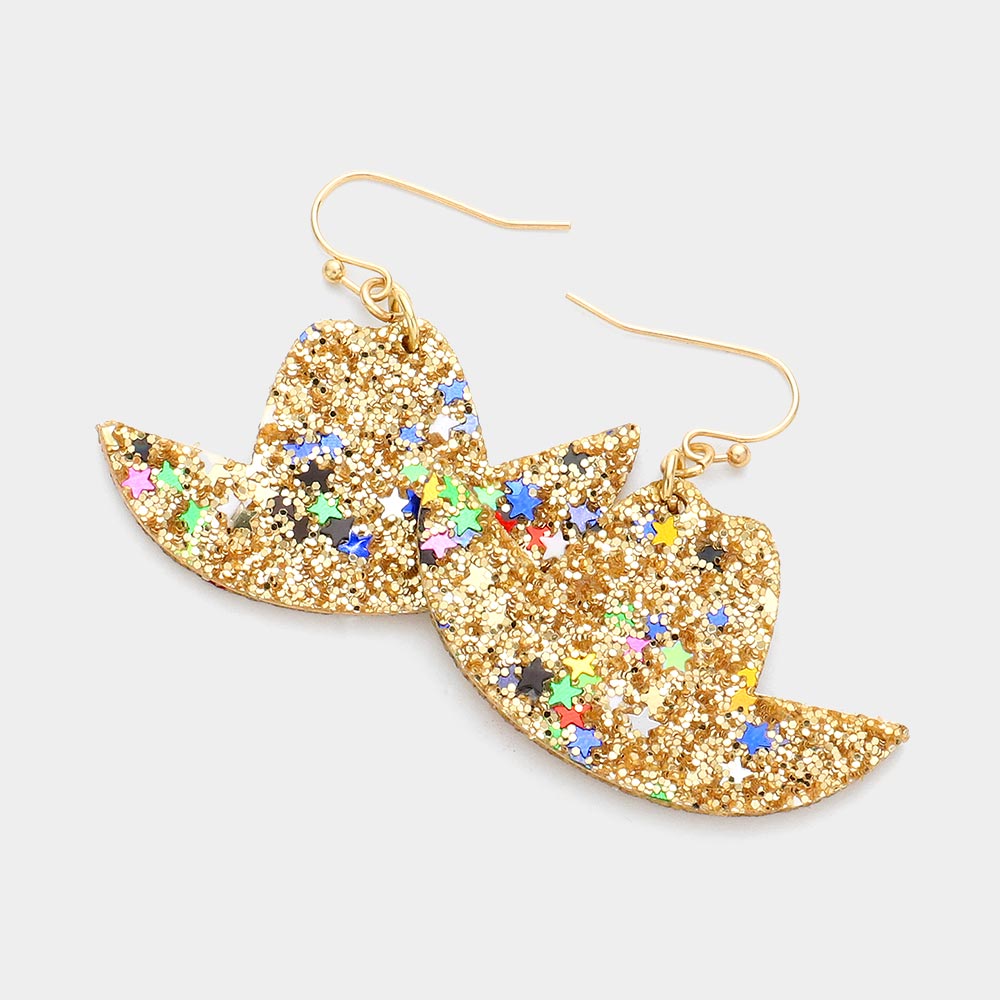 iLLASPARKZ Glittered Cowboy Hat Dangle Earrings
