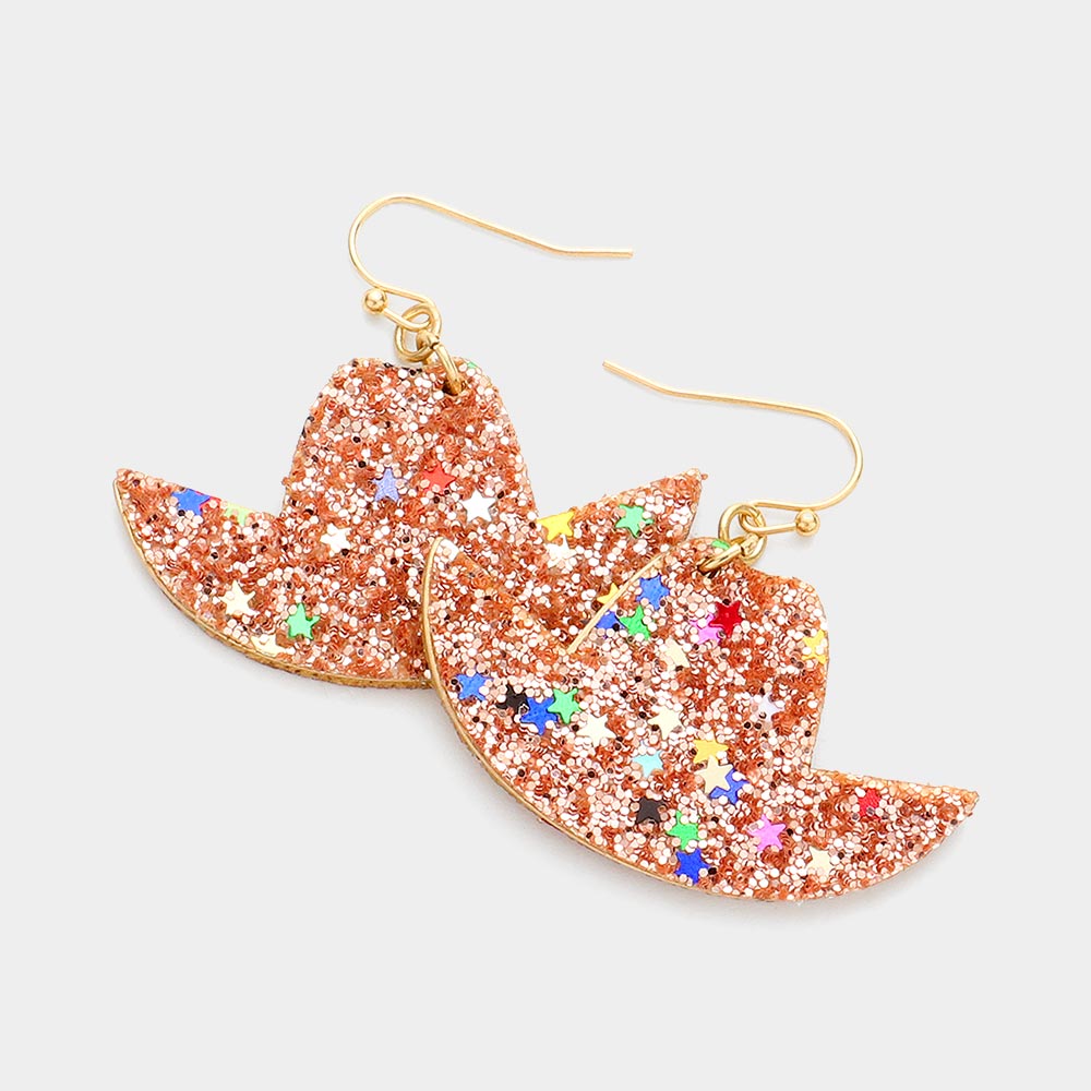 iLLASPARKZ Glittered Cowboy Hat Dangle Earrings
