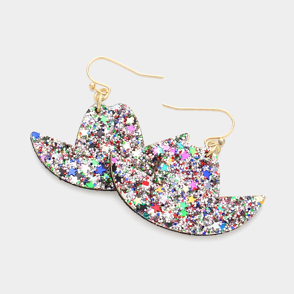 iLLASPARKZ Glittered Cowboy Hat Dangle Earrings