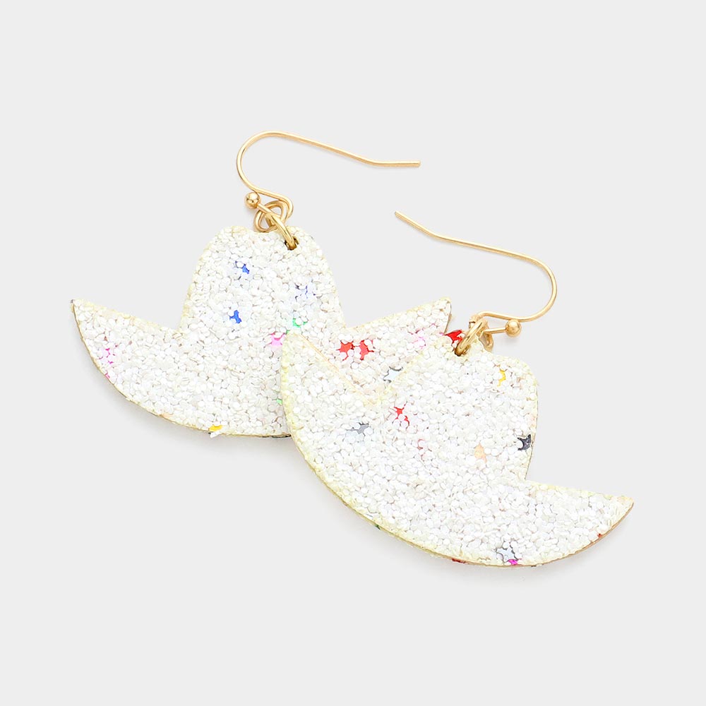 iLLASPARKZ Glittered Cowboy Hat Dangle Earrings