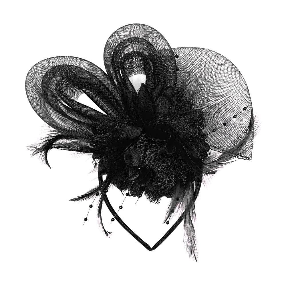 iLLASPARKZ Bow Flower Feather Mesh Fascinator / Headband