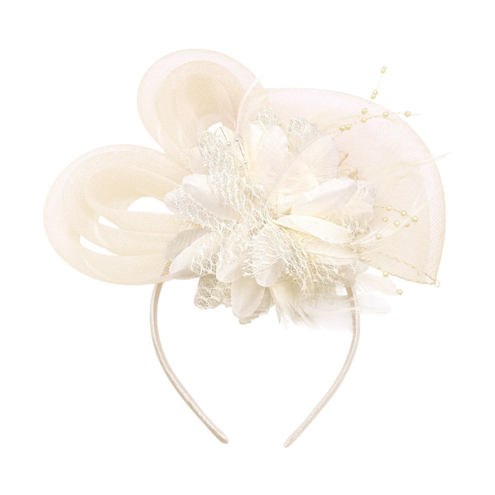 iLLASPARKZ Bow Flower Feather Mesh Fascinator / Headband