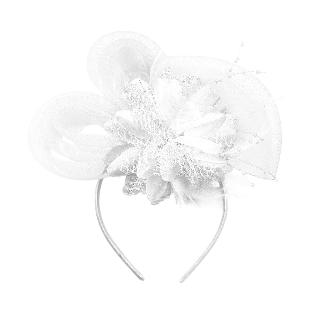 iLLASPARKZ Bow Flower Feather Mesh Fascinator / Headband