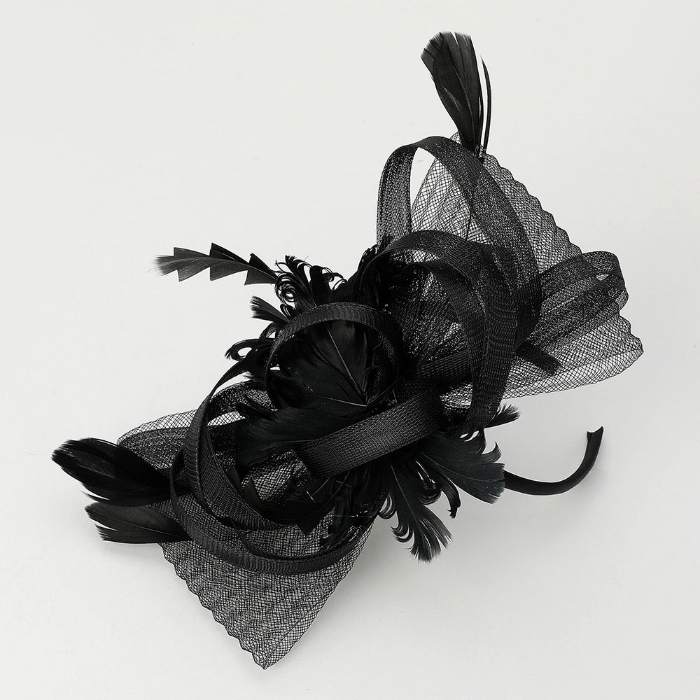 iLLASPARKZ Feather Embellished Mesh Bow Fascinator / Headband