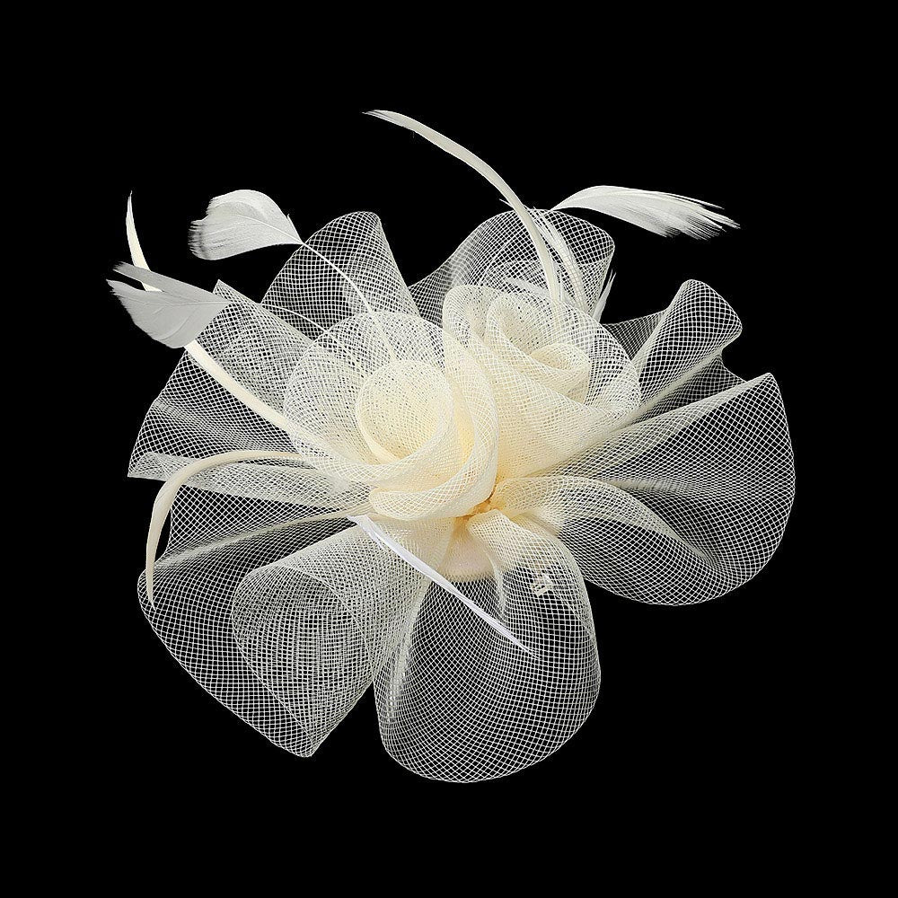 iLLASPARKZ Mesh Flower Feather Mesh Fascinator / Headband