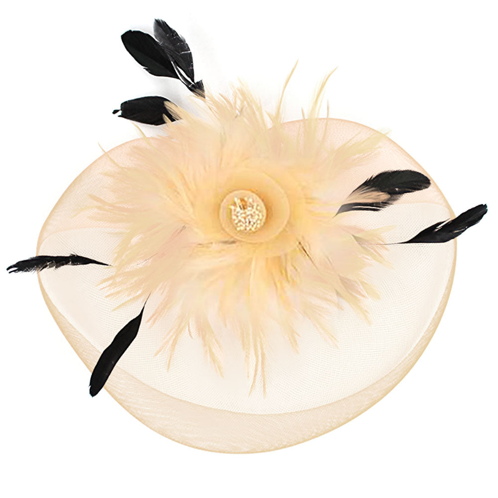 iLLASPARKZ Feather Pearl Cluster Mesh Flower Fascinator / Headband