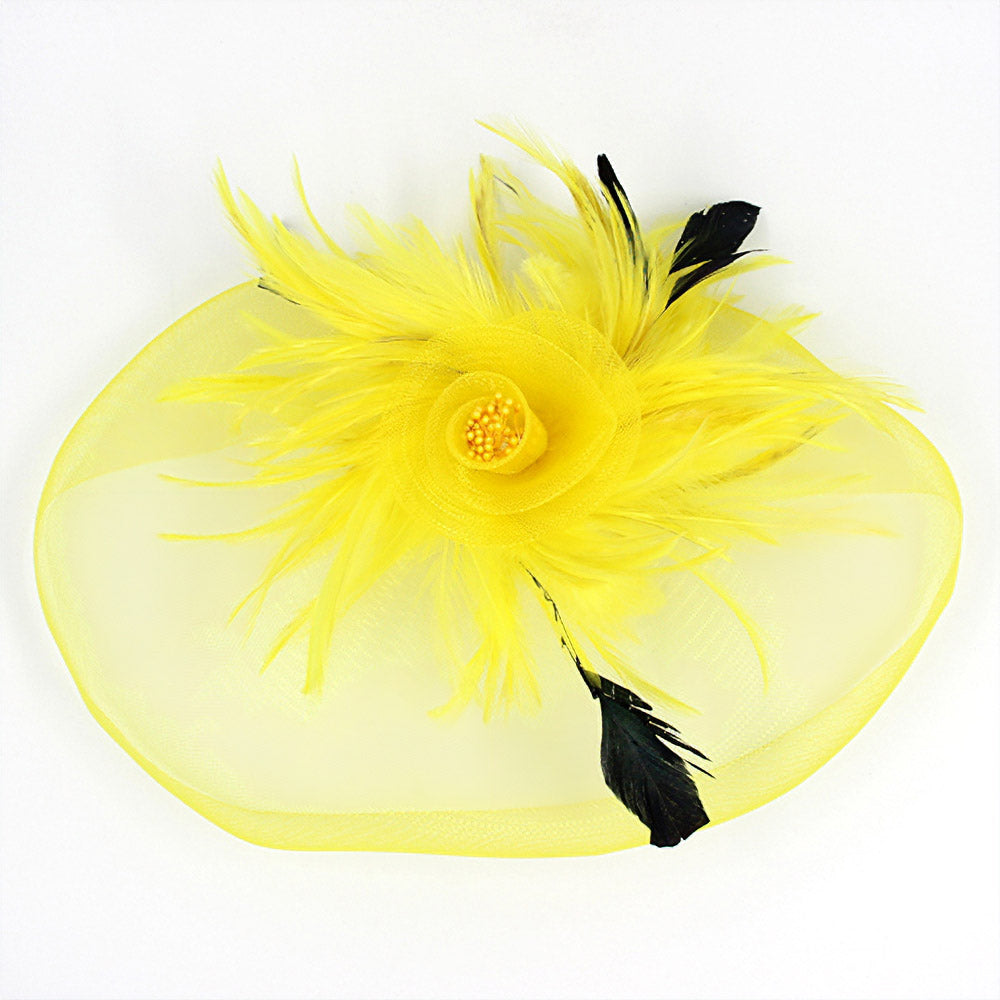 iLLASPARKZ Feather Pearl Cluster Mesh Flower Fascinator / Headband