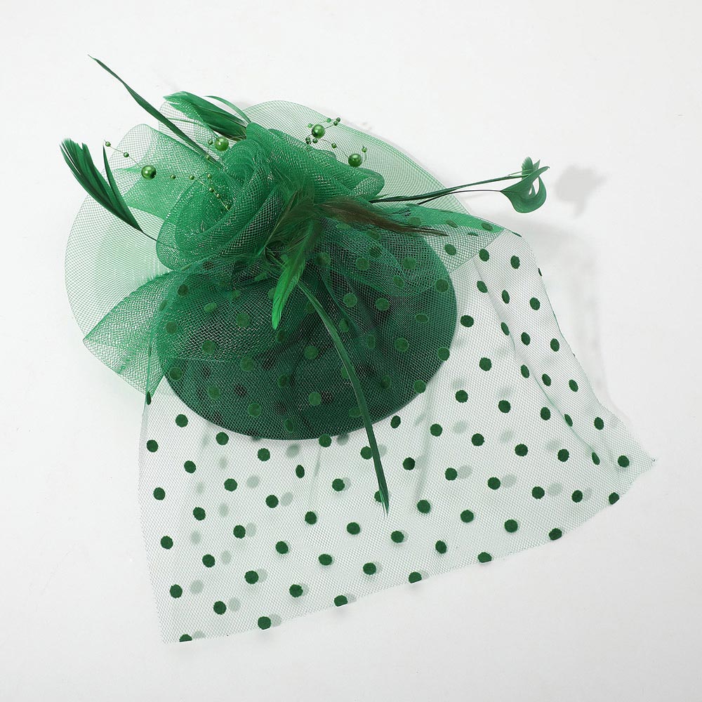 iLLASPARKZ Dotted Mesh Flower Feather Mesh Fascinator / Headband