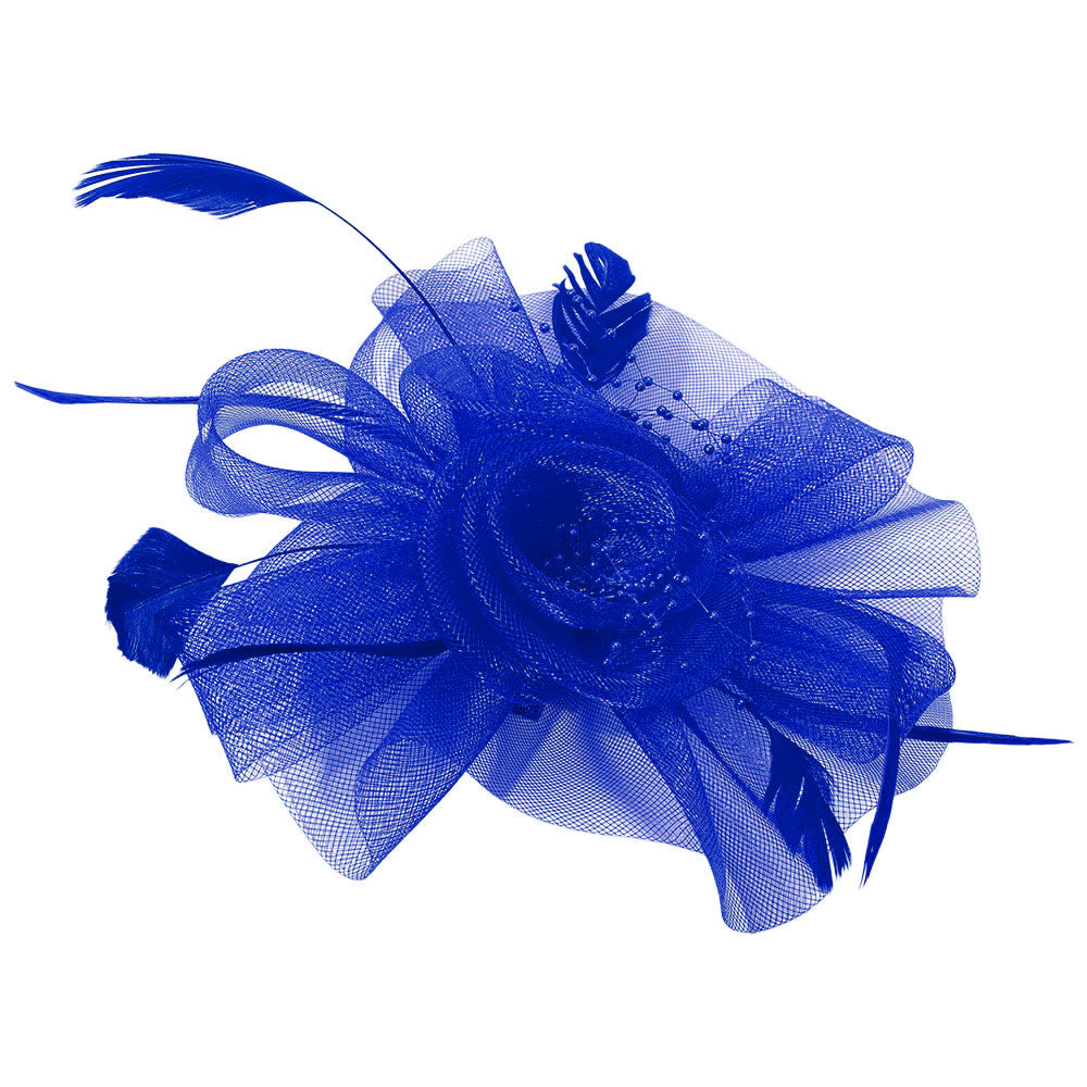 iLLASPARKZ Flower Feather Pearl Mesh Bow Fascinator / Headband