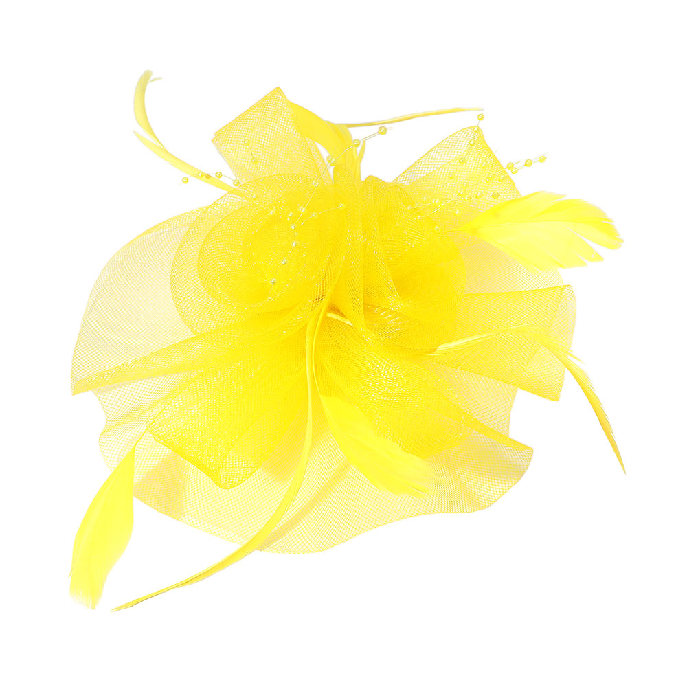 iLLASPARKZ Flower Feather Pearl Mesh Bow Fascinator / Headband