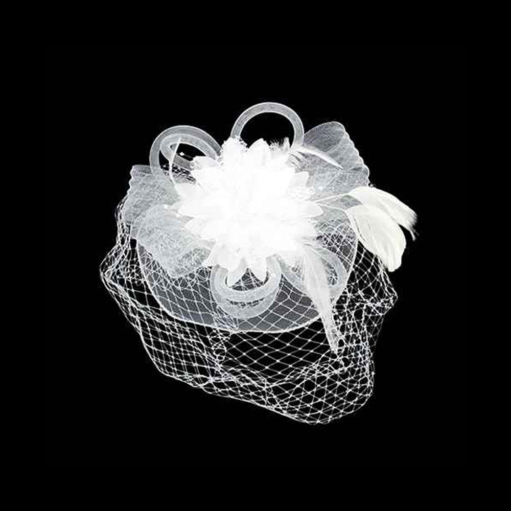 iLLASPARKZ Bow Flower Feather Mesh Fascinator / Headband