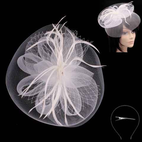 iLLASPARKZ Flower Feather Netting Satin Top Fascinator / Headband