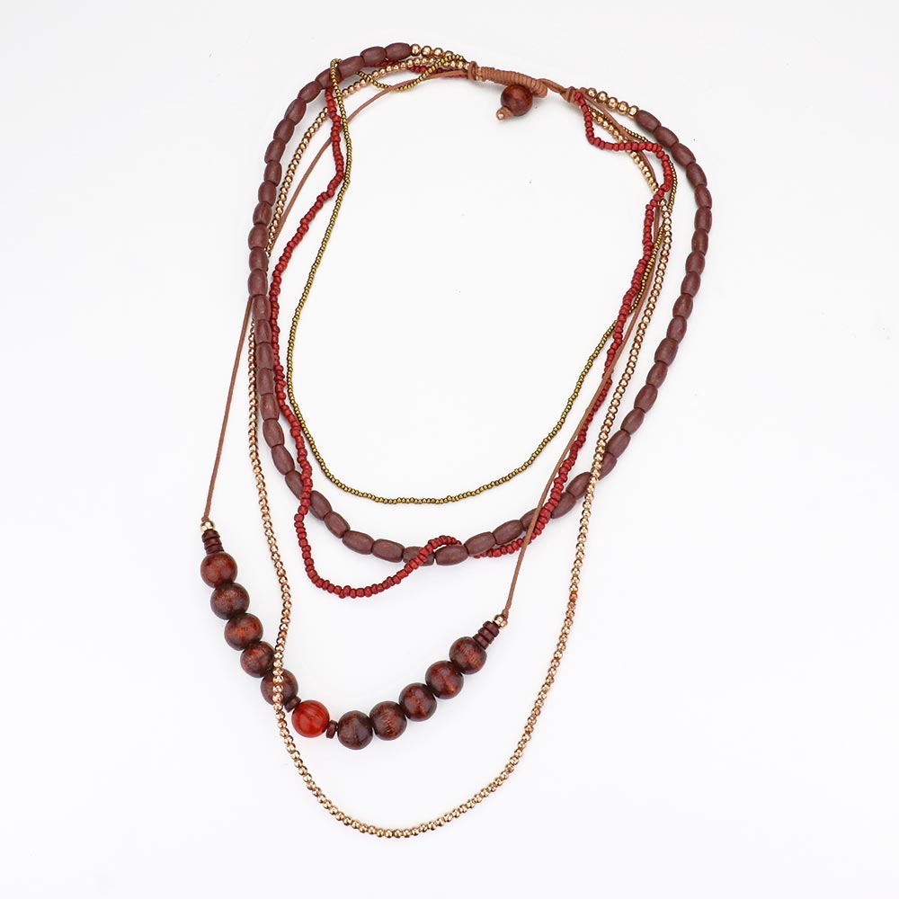 iLLASPARKZ Wood Multi Layered Bib Necklace
