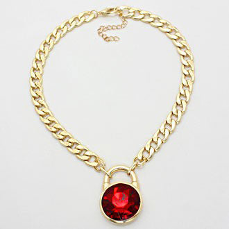 iLLASPARKZ Crystal Lock Pendant Curb Chain Necklace