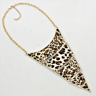 iLLASPARKZ Segmented Triangle Leopard Bib Necklace