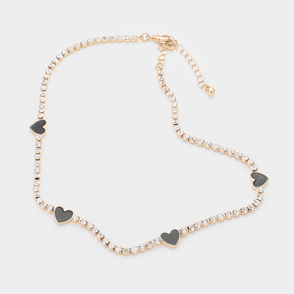 iLLASPARKZ Acrylic Heart Rhinestone Collar Necklace