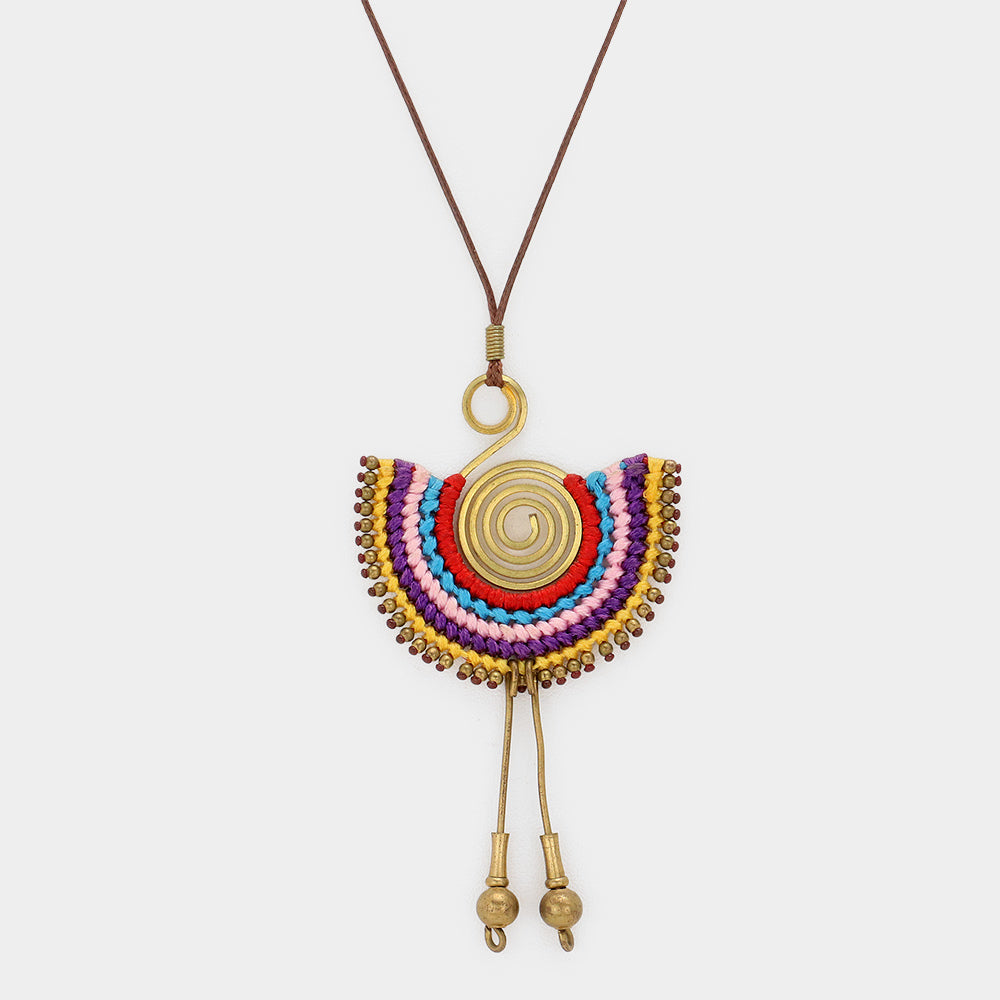 iLLASPARKZ Thread Coiled Fan Swirl Metal Wire Drop Necklace